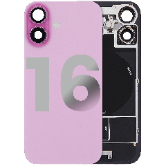 Back Glass w/ MagSafe Magnet & NFC & Flashlight Flex For iPhone 16 (Quality - OEM Pull C) (Pink)