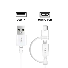 Micro USB To USB Type A Cable With Adaptor For Samsung (OEM Grade New) (White) (50 Pack)