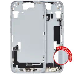 Mid-Frame Housing  W/ Charging Port Flex & Small Parts  For iPhone 15 (EU / Global Version) (Used OEM Pull: Grade B) (Blue)
