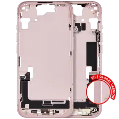 Mid-Frame Housing  W/ Charging Port Flex & Small Parts  For iPhone 15 (EU / Global Version) (Used OEM Pull: Grade C) (Pink)