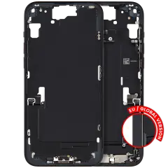 Mid-Frame Housing W/ Charging Port Flex & Small Parts For iPhone 15 Plus (EU / Global Version) (Used OEM Pull: Grade C) (Black)
