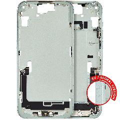 Mid-Frame Housing W/ Charging Port Flex & Small Parts For iPhone 15 Plus (EU / Global Version) (Used OEM Pull: Grade C) (Green)