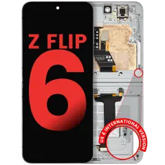 Inner OLED Assembly With Frame Compatible For Samsung Galaxy Z Flip 6 5G (F741) (US & International) (Aftermarket Plus) (White)