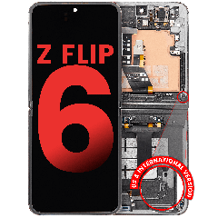 Inner OLED Assembly With Frame Compatible For Samsung Galaxy Z Flip 6 5G (F741) (US & International) (Aftermarket Plus) (Silver Shadow)