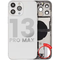 Back Housing W/ Charging Port Flex & Small Parts For iPhone 13 Pro Max (US Version) (Used OEM Pull: Grade B) (Silver)
