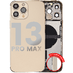 Back Housing W/ Charging Port Flex & Small Parts For iPhone 13 Pro Max (EU / Global Version) (Used OEM Pull: Grade B) (Gold)