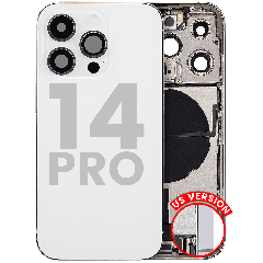 Back Housing W/ Charging Port Flex & Small Parts  For iPhone 14 Pro (US Version) (Used OEM Pull: Grade C) (Silver)