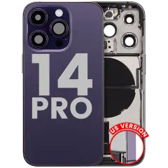 Back Housing W/ Charging Port Flex & Small Parts  For iPhone 14 Pro (US Version) (Used OEM Pull: Grade B) (Deep Purple)