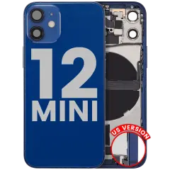 Back Housing W/ Charging Port Flex & Small Parts  For iPhone 12 Mini (US Version) (Used OEM Pull: Grade C) (Blue)