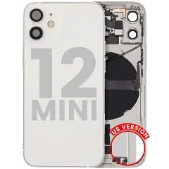 Back Housing W/ Charging Port Flex & Small Parts  For iPhone 12 Mini (US Version) (Used OEM Pull: Grade B) (White)