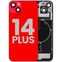 Back Glass w/ MagSafe Magnet & NFC & Flashlight Flex For iPhone 14 Plus (Quality - OEM Pull C) (Red)