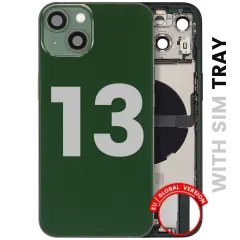 Back Housing W/ Charging Port Flex & Small Parts  For iPhone 13 (EU / Global Version) (Used OEM Pull: Grade B) (Green)