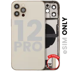 Back Housing W/ Charging Port Flex & Small Parts  For iPhone 12 Pro (US Version) (Used OEM Pull: Grade B) (Gold)
