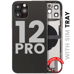 Back Housing W/ Charging Port Flex & Small Parts  For iPhone 12 Pro (EU / Global Version) (Used OEM Pull: Grade C) (Graphite)