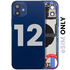 Back Housing W/ Charging Port Flex & Small Parts For iPhone 12 (US Version) (Used OEM Pull: Grade B) (Blue)