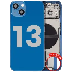 Back Housing W/ Charging Port Flex & Small Parts  For iPhone 13 (US Version) (Used OEM Pull: Grade A) (Blue)