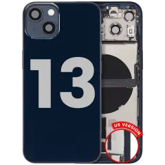 Back Housing W/ Charging Port Flex & Small Parts  For iPhone 13 (US Version) (Used OEM Pull: Grade A) (Midnight)