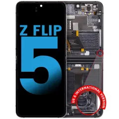 Inner OLED Assembly With Frame Compatible For Samsung Galaxy Z Flip 5 5G (F731) (US & International) (Aftermarket) (Phantom Black)