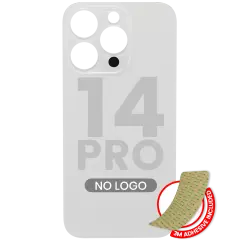 Back Glass With 3M Adhesive For iPhone 14 Pro (No Logo / Large Camera Hole) (Silver)