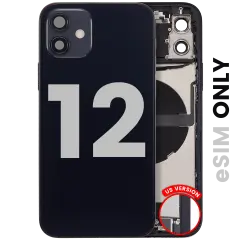 Back Housing W/ Charging Port Flex & Small Parts  For iPhone 12 (US Version) (Used OEM Pull: Grade A) (Black)