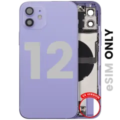 Back Housing W/ Charging Port Flex & Small Parts  For iPhone 12 (US Version) (Used OEM Pull: Grade A) (Purple)