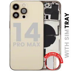 Back Housing W/ Small Parts For iPhone 14 Pro Max (EU / Global Version) (Used OEM Pull: Grade A) (Gold)