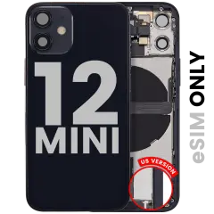 Back Housing W/ Charging Port Flex & Small Parts  For iPhone 12 Mini (US Version) (Used OEM Pull: Grade A) (Black)