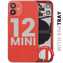 Back Housing W/ Charging Port Flex & Small Parts  For iPhone 12 Mini (EU / Global Version) (Used OEM Pull: Grade B) (Red)