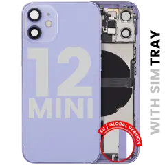 Back Housing W/ Charging Port Flex & Small Parts  For iPhone 12 Mini (EU / Global Version) (Used OEM Pull: Grade B) (Purple)