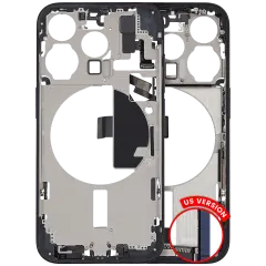 Mid-Frame Housing  W/ Charging Port Flex & Small Parts  For iPhone 15 Pro (US Version) (Used OEM Pull: Grade B) (Blue Titanium)
