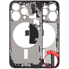 Mid-Frame Housing  W/ Charging Port Flex & Small Parts  For iPhone 15 Pro (US Version) (Used OEM Pull: Grade B) (Black Titanium)