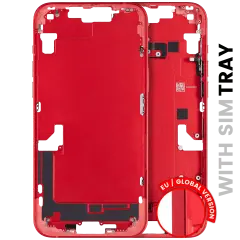 Mid-Frame Housing W/ Small Parts For iPhone 14 Plus (EU / Global Version) (Used OEM Pull: Grade C) (Red)