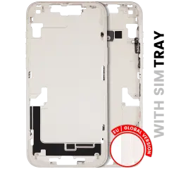 Mid-Frame Housing  W/ Small Parts For iPhone 14 Plus (EU / Global Version) (Used OEM Pull: Grade B) (Starlight)
