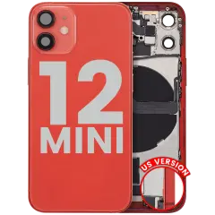Back Housing W/ Charging Port Flex & Small Parts  For iPhone 12 Mini (US Version) (Used OEM Pull: Grade B) (Red)