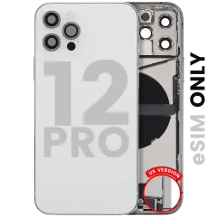 Back Housing W/ Charging Port Flex & Small Parts  For iPhone 12 Pro (US Version) (Used OEM Pull: Grade C) (Silver)