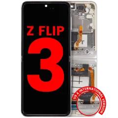 Inner OLED Assembly With Frame Compatible For Samsung Galaxy Z Flip 3 5G (F711) (US & International) (Aftermarket Plus) (Cream)