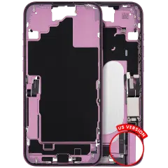 Mid-Frame Housing  W/ Charging Port Flex & Small Parts  For iPhone 16 Plus (US Version) (Used OEM Pull: Grade C) (Pink)