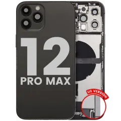 Back Housing W/ Charging Port Flex & Small Parts  For iPhone 12 Pro Max (US Version) (Used OEM Pull: Grade C) (Graphite)
