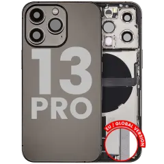 Back Housing W/ Charging Port Flex & Small Parts  For iPhone 13 Pro (EU / Global Version) (Used OEM Pull: Grade A) (Graphite)