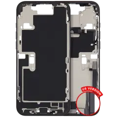 Mid-Frame Housing  W/ Charging Port Flex & Small Parts  For iPhone 16 Pro Max (US Version) (Used OEM Pull: Grade A) (Black Titanium)