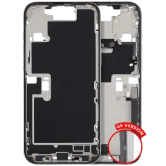 Mid-Frame Housing  W/ Charging Port Flex & Small Parts  For iPhone 16 Pro Max (US Version) (Used OEM Pull: Grade B) (White Titanium)