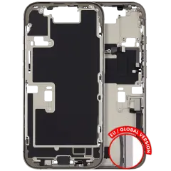 Mid-Frame Housing  W/ Charging Port Flex & Small Parts  For iPhone 16 Pro (EU / Global Version) (Used OEM Pull: Grade C) (Natural Titanium)