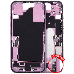 Mid-Frame Housing  W/ Charging Port Flex & Small Parts  For iPhone 16 (US Version) (Used OEM Pull: Grade C) (Pink)