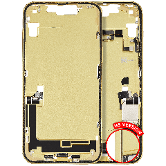 Mid-Frame Housing  W/ Charging Port Flex & Small Parts  For iPhone 14 Plus (US Version) (Used OEM Pull: Grade A) (Yellow)