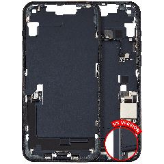 Mid-Frame Housing  W/ Charging Port Flex & Small Parts  For iPhone 14 Plus (US Version) (Used OEM Pull: Grade B) (Midnight)