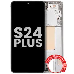 OLED Assembly With Frame For Samsung Galaxy S24 Plus 5G (US & International Version) (Used OEM Pull: Grade A) (Marble Grey)