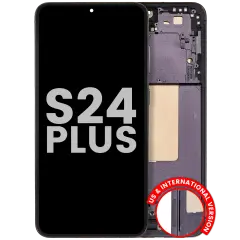OLED Assembly With Frame For Samsung Galaxy S24 Plus 5G (US & International Version) (Used OEM Pull: Grade A) (Onyx Black)