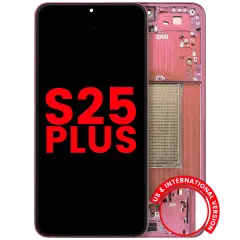 OLED Assembly With Frame For Samsung Galaxy S25 Plus 5G (US & International Version) (Aftermarket Plus) (Coral Red)