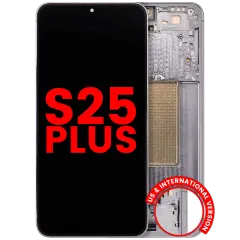 OLED Assembly With Frame For Samsung Galaxy S25 Plus 5G  (US & International Version) (Aftermarket Plus) (Silver Shadow)