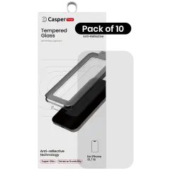 Casper Snap Tempered Glass Compatible For iPhone 15 / 16 (10 Pack) (AR Clear)